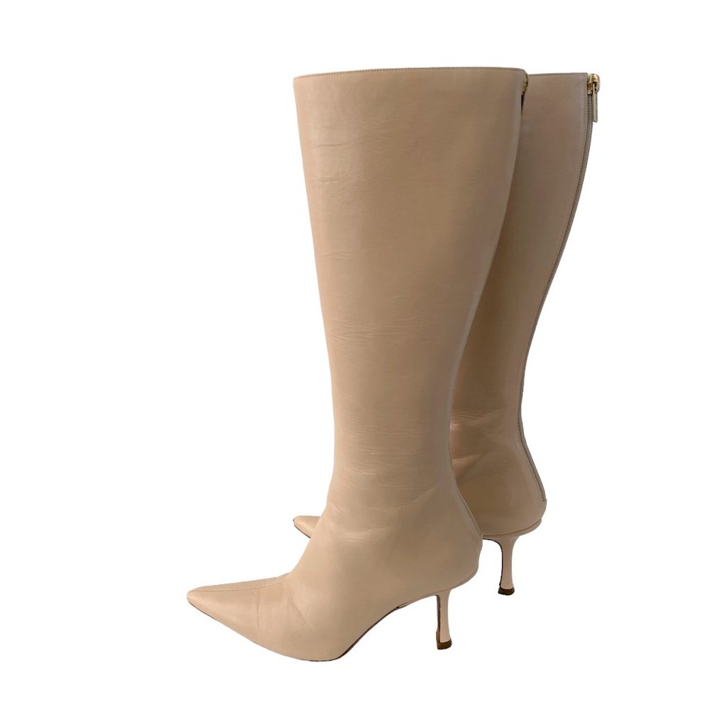 Jimmy Choo Vassey Nude Leather Boots size 35.5 EU / 5.5  US Pointed Toe Stiletto